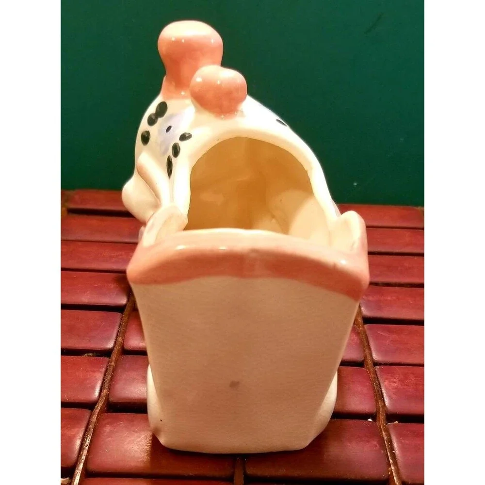 Vintage Ceramic Train Vase Planter Hand-Painted 7